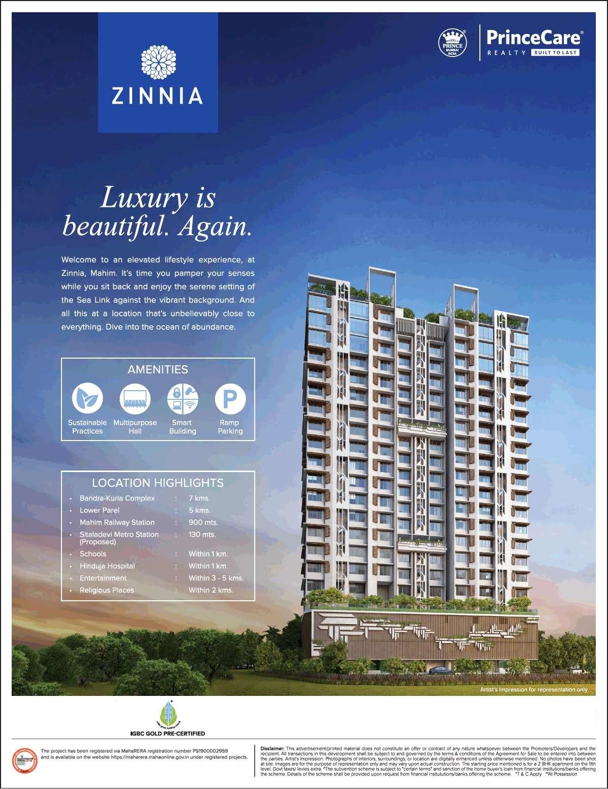 Prince Care Zinnia presenting elevated lifestyle experience in Mumbai Update